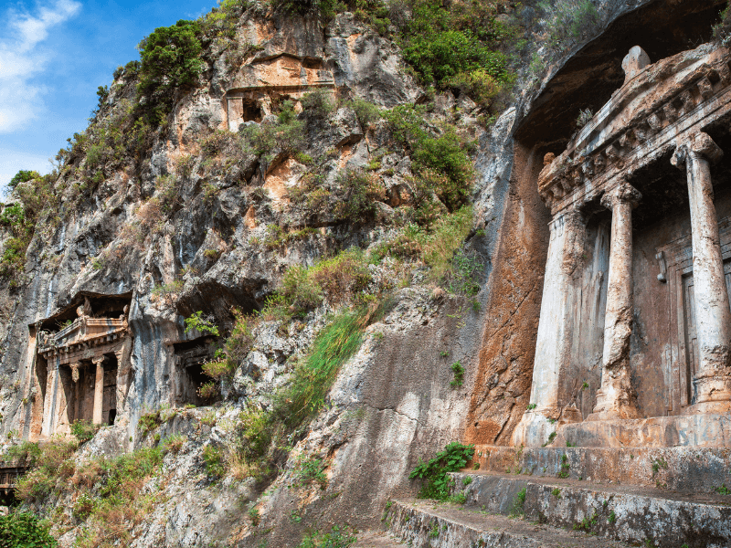 The rock tombs of the Lycian cliffs