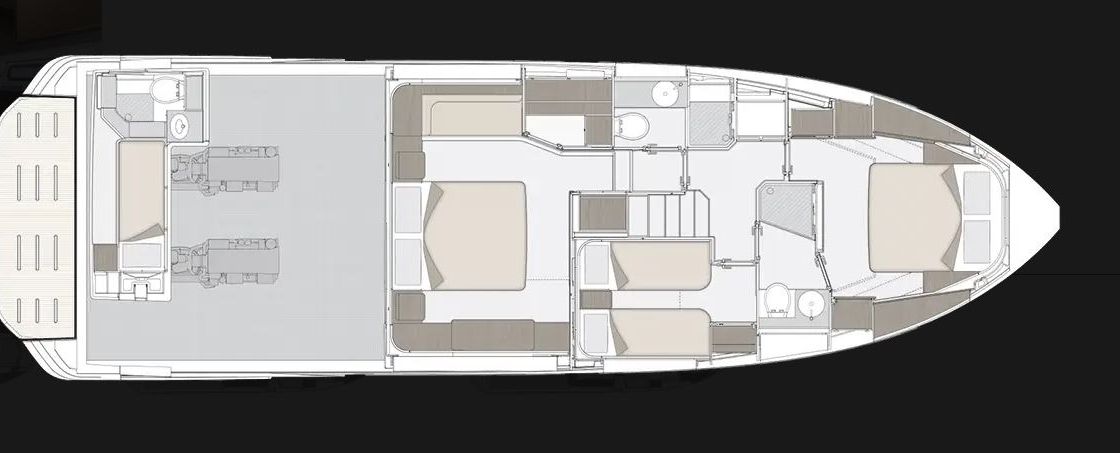 Layout of the boat Azimut 53 Fly