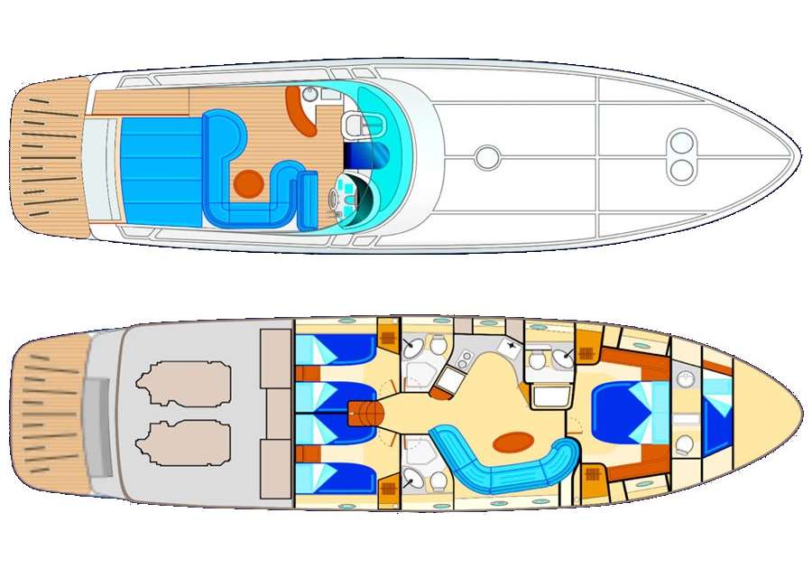 Piano della barca Baia Azzurra 63