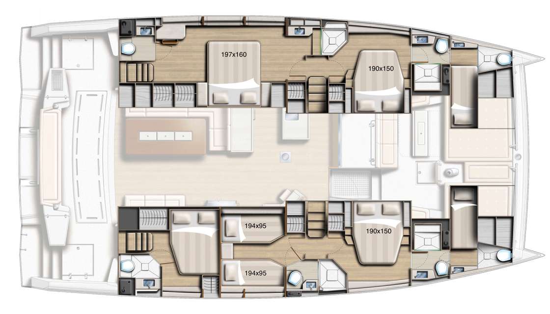 Layout of the boat Bali 5.4