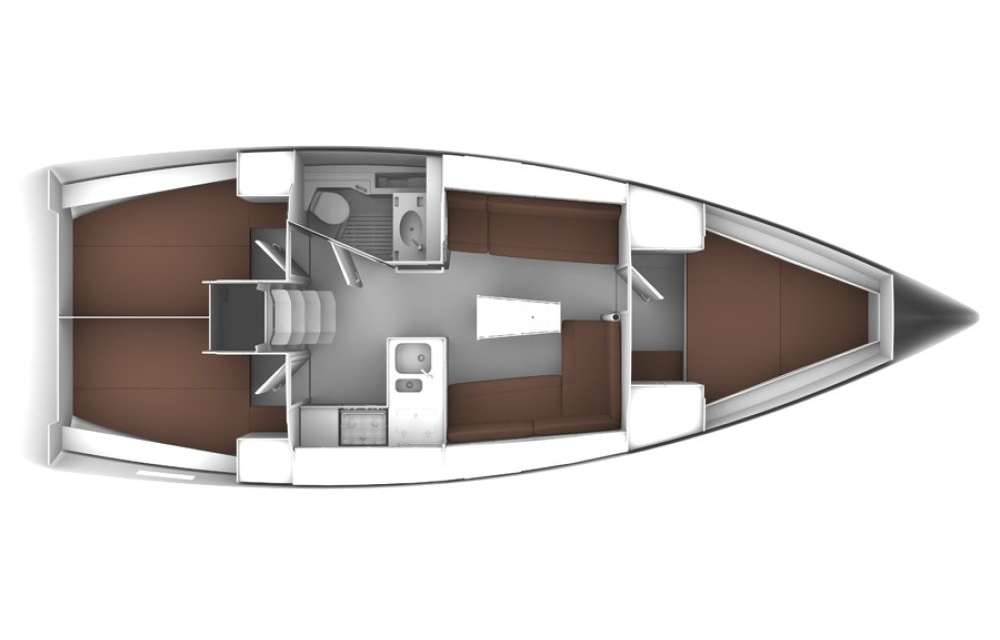 Distribución del barco Bavaria 37