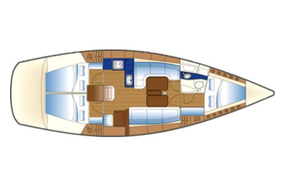 Distribución del barco Bavaria 38 Match