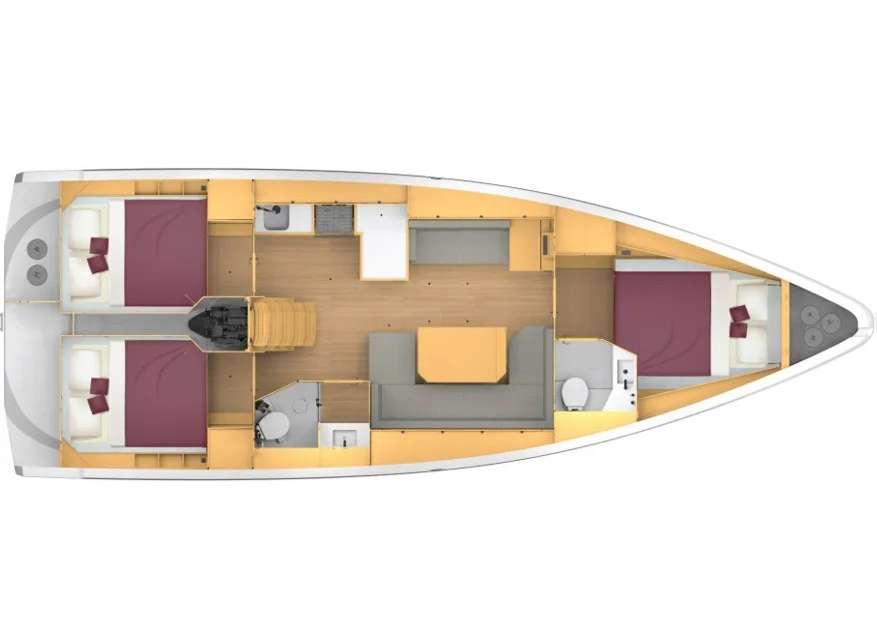 Distribución del barco Bavaria 42