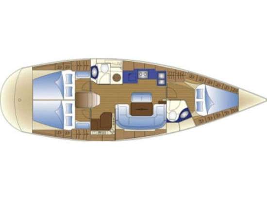 Layout of the boat Bavaria 43 Cruiser