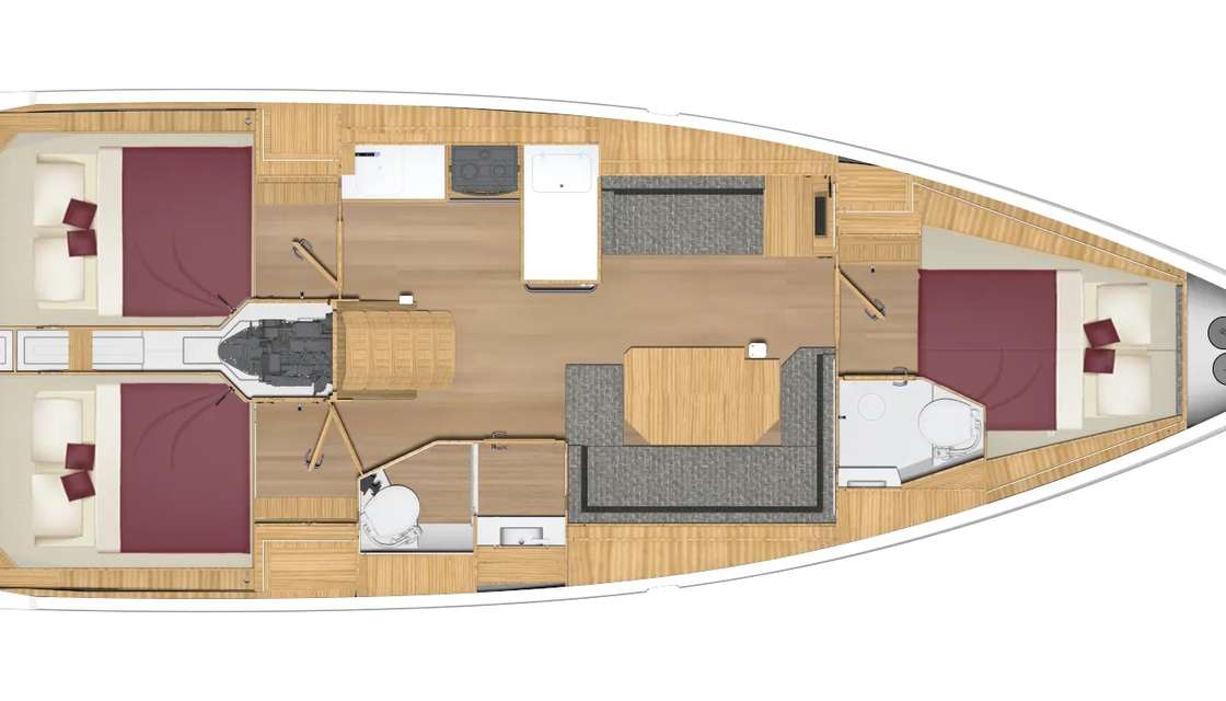 Layout of the boat Bavaria C38