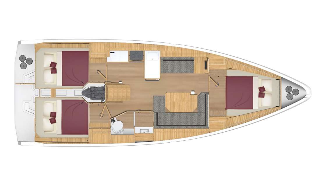 Distribución del barco Bavaria C38