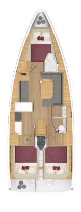 Distribución del barco Bavaria C38