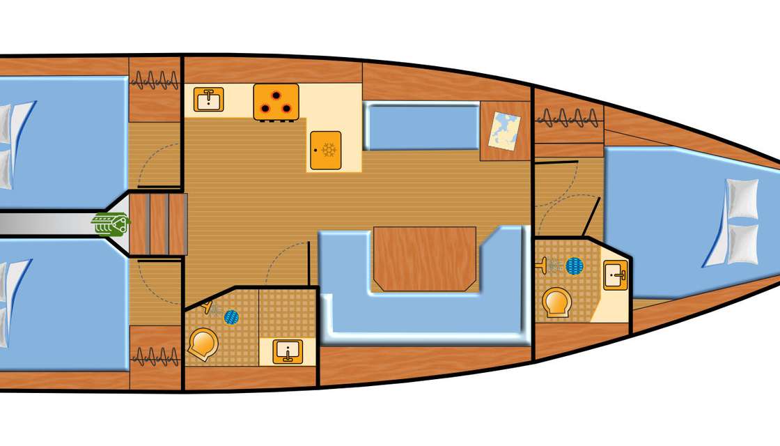 Distribución del barco Bavaria C42