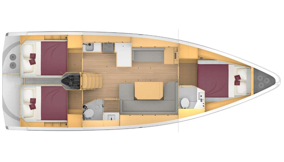Layout of the boat Bavaria C42