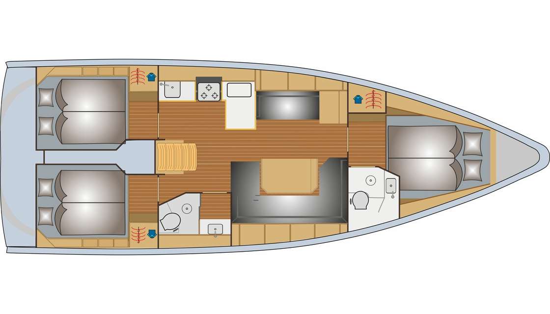 Distribución del barco Bavaria C42
