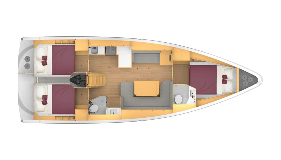 Distribución del barco Bavaria C42