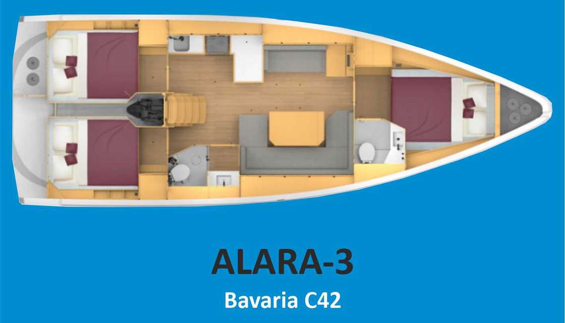 Layout of the boat Bavaria C42
