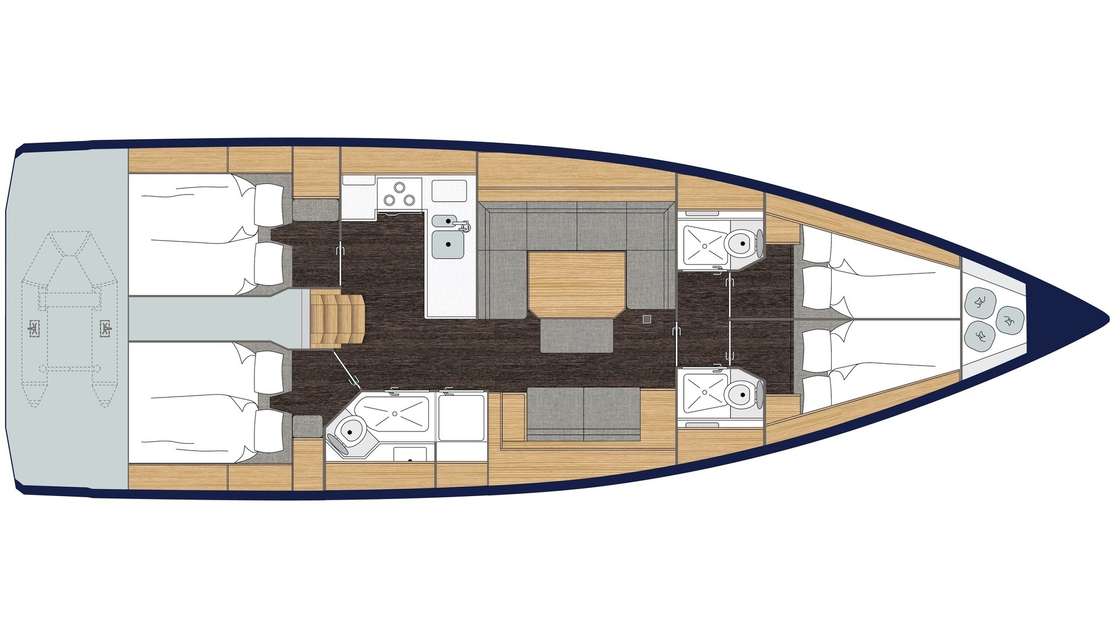 Distribución del barco Bavaria C45