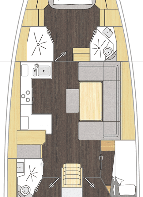 Layout of the boat Bavaria C46