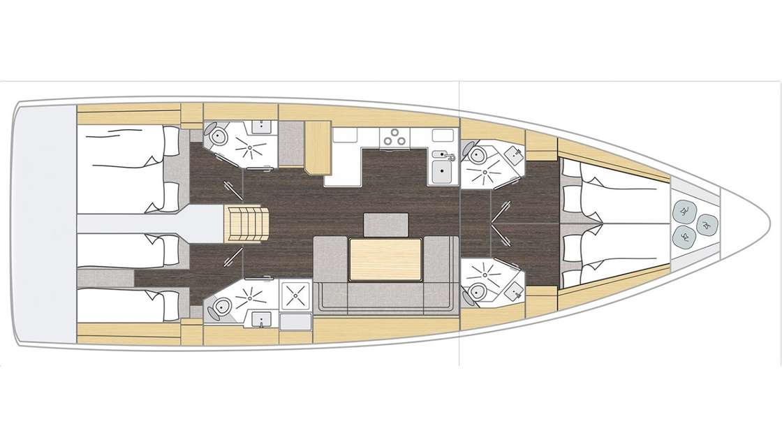 Layout of the boat Bavaria C46