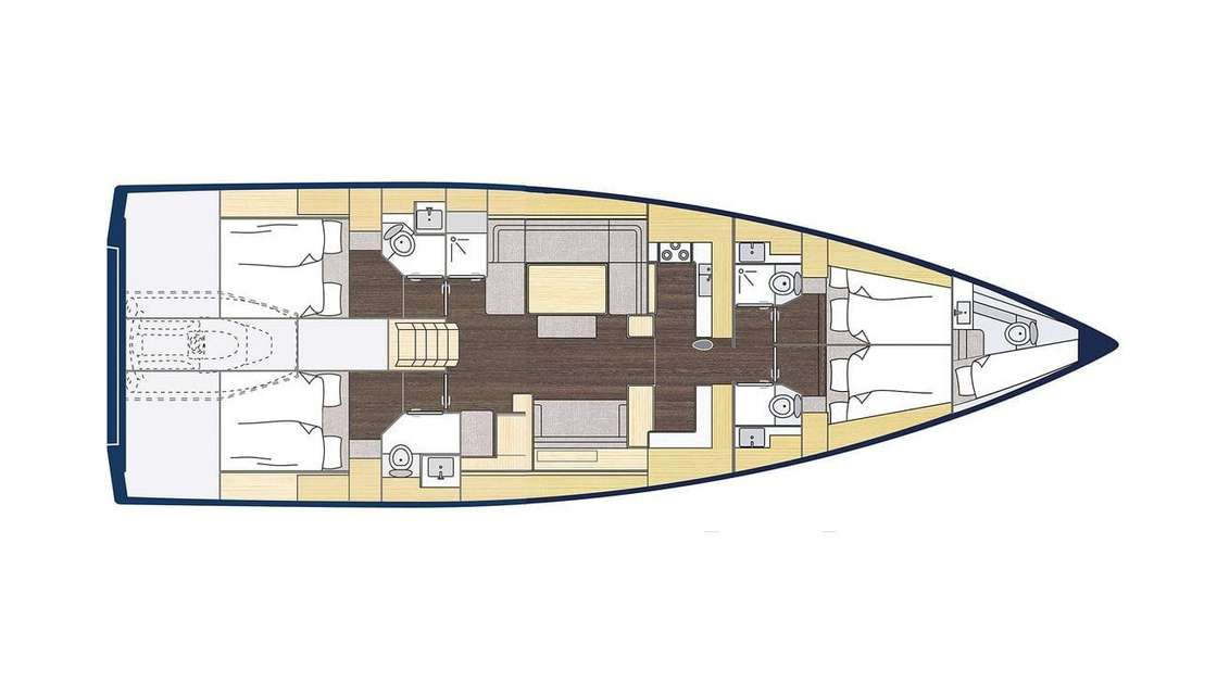 Distribución del barco Bavaria C57