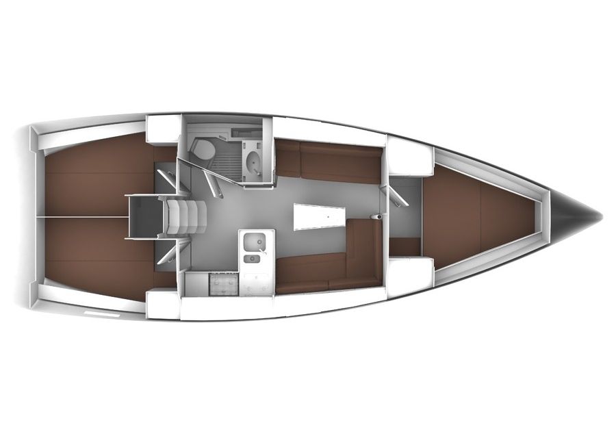 Distribución del barco Bavaria Cruiser 37
