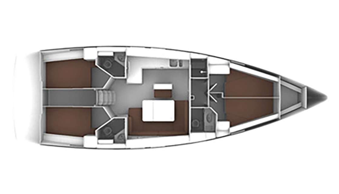 Distribución del barco Bavaria 46 Cruiser