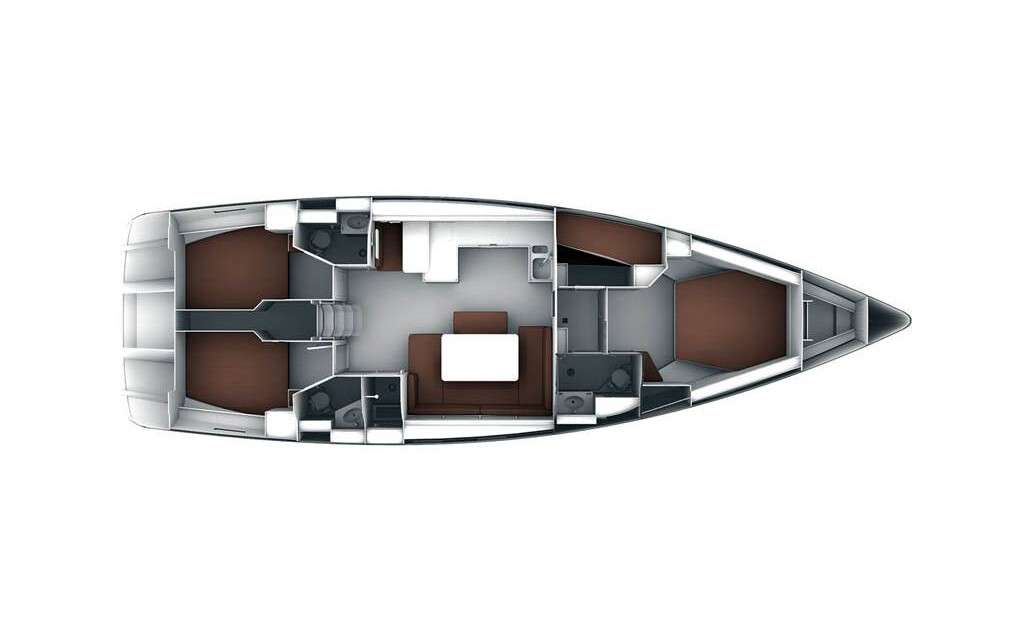 Distribución del barco Bavaria 51 Cruiser