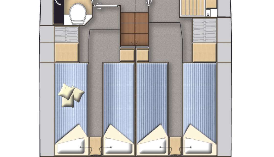 Layout of the boat Virtess 420 Fly