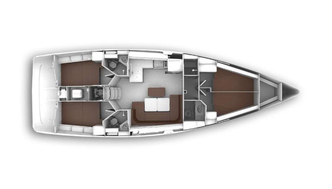Layout of the boat Bavaria 45 Voyager