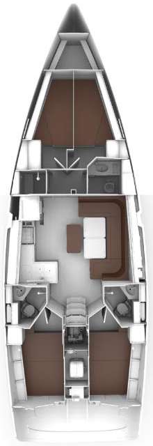 Layout of the boat Bavaria 45 Voyager