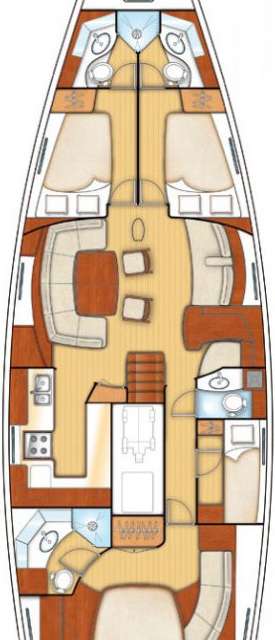 Layout of the boat Beneteau 57