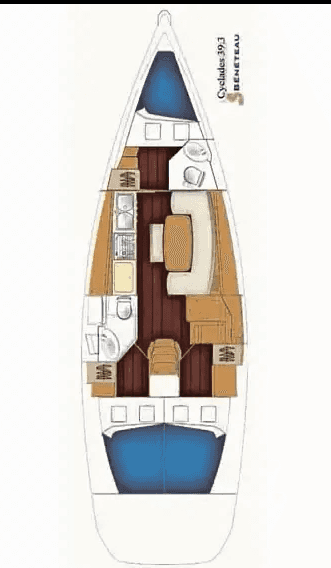 Layout of the boat Cyclades 39.3