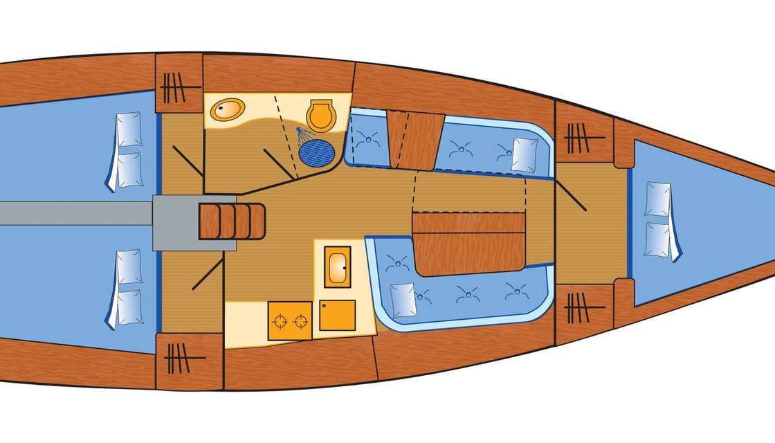Distribución del barco Dehler 38