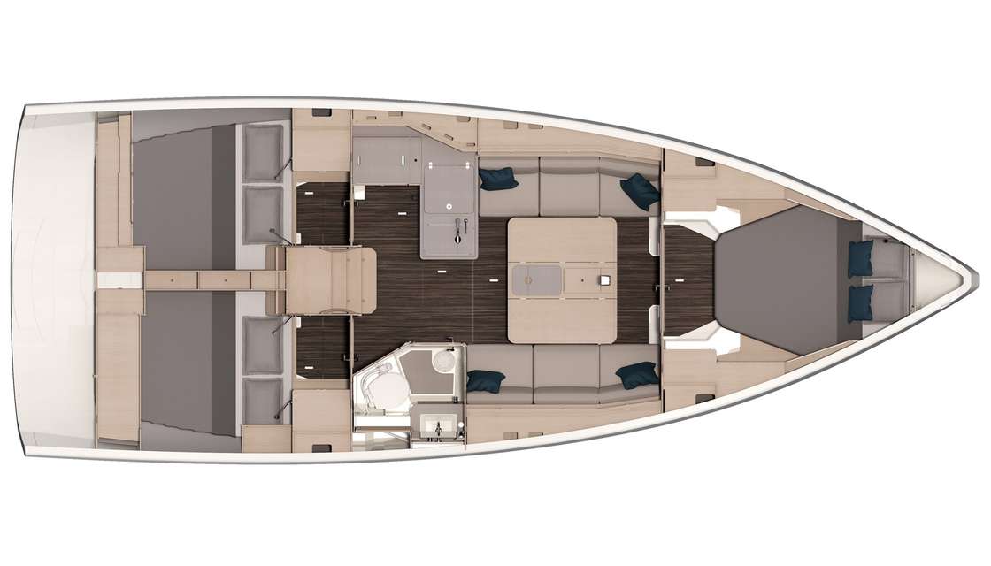 Layout of the boat Dufour 37