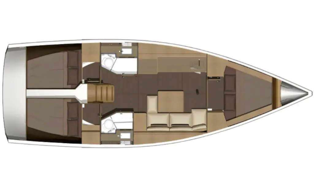 Distribución del barco Dufour 382 Grand Large