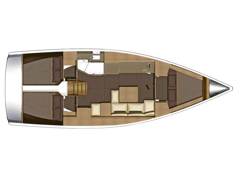 Layout of the boat Dufour 382 Grand Large
