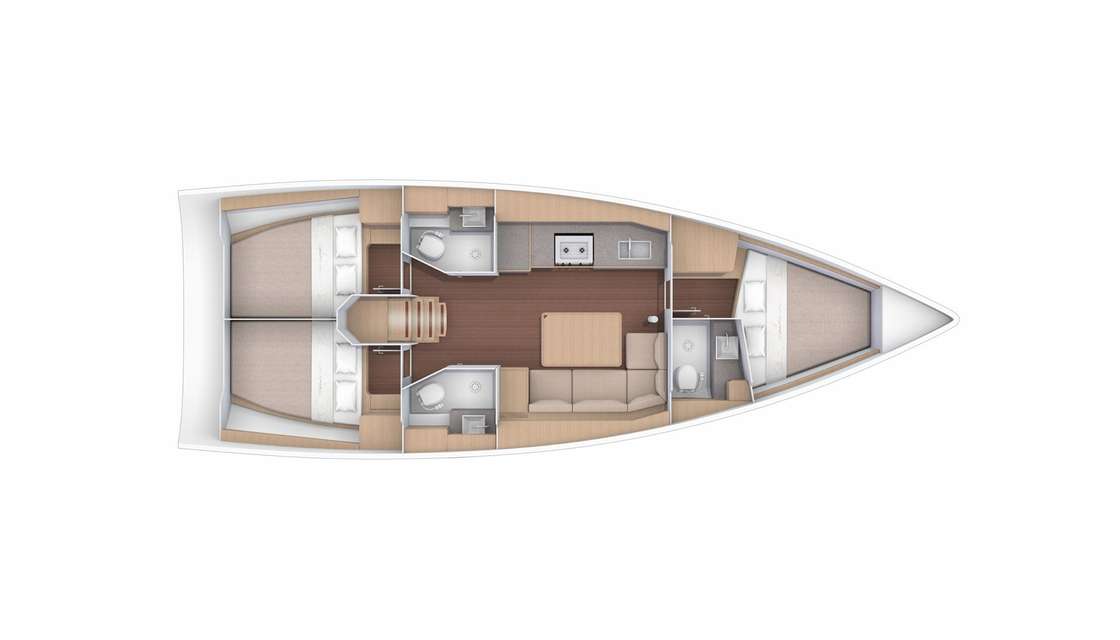 Distribución del barco Dufour 390 Grand Large