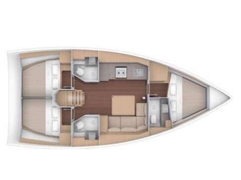 Layout of the boat Dufour 390 Grand Large