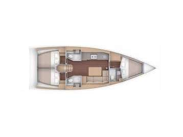 Layout of the boat Dufour 390 Grand Large