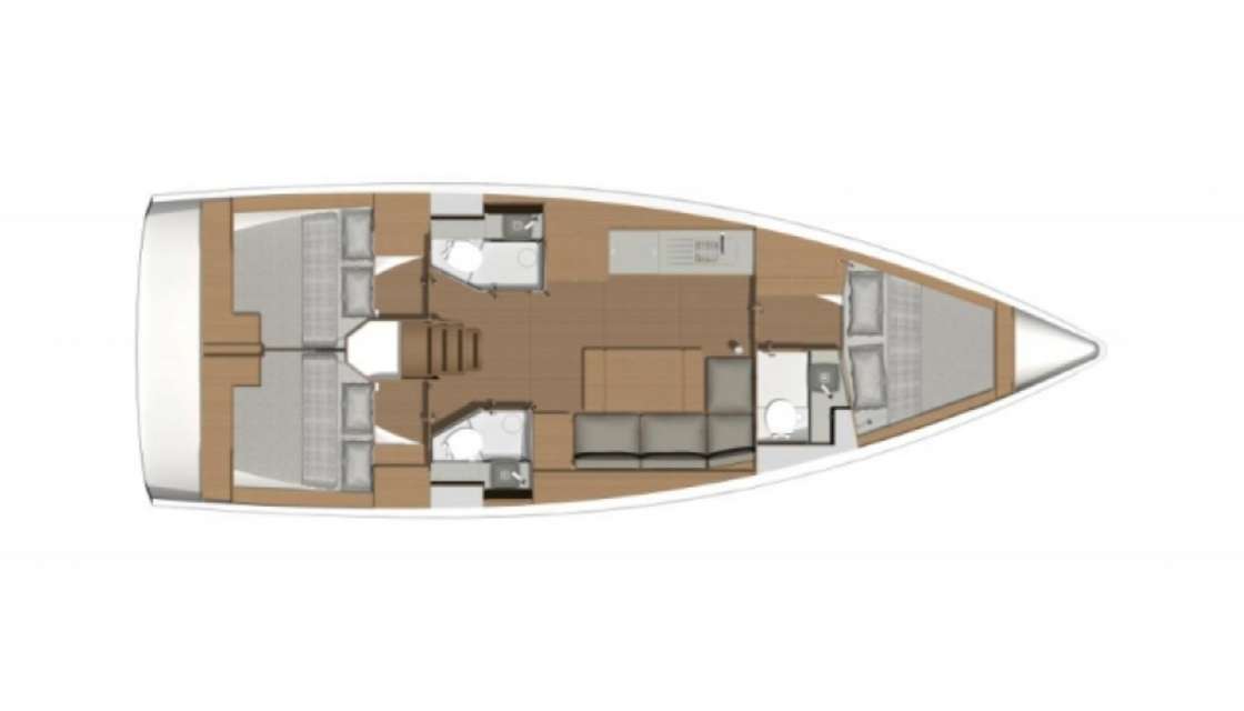 Layout of the boat Dufour 390 Grand Large