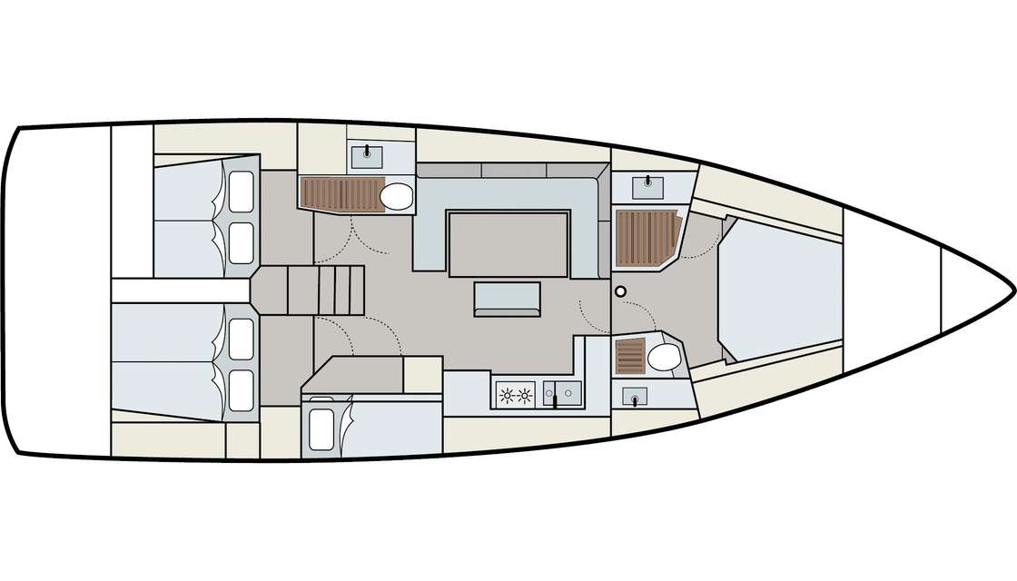 Distribución del barco Dufour 410 Grand Large