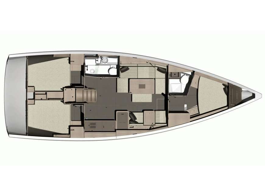 Layout of the boat Dufour 412 Grand Large