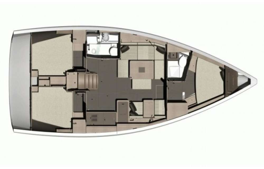 Layout of the boat Dufour 412 Grand Large