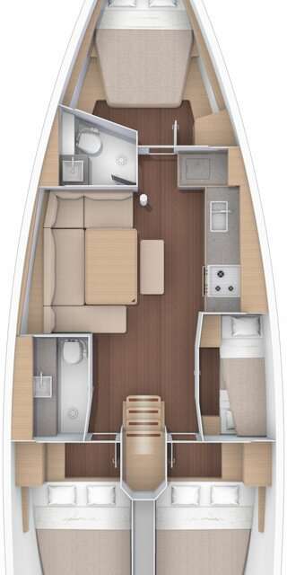 Distribución del barco Dufour 430 Grand Large
