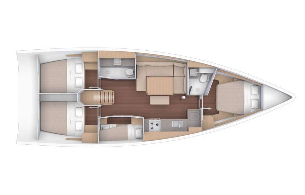 Layout of the boat Dufour 430 Grand Large