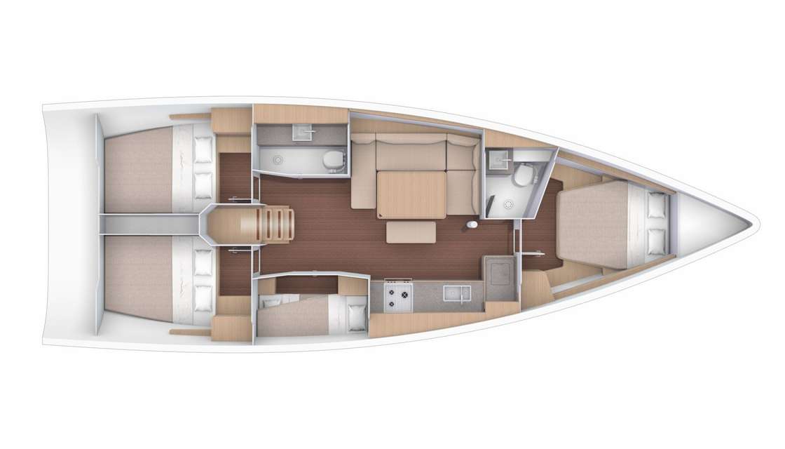 Distribución del barco Dufour 430 Grand Large
