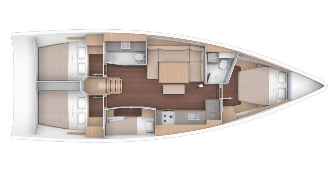 Distribución del barco Dufour 430 Grand Large
