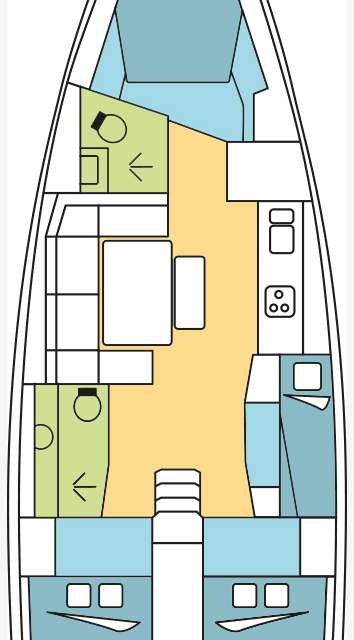 Layout of the boat Dufour 430 Grand Large