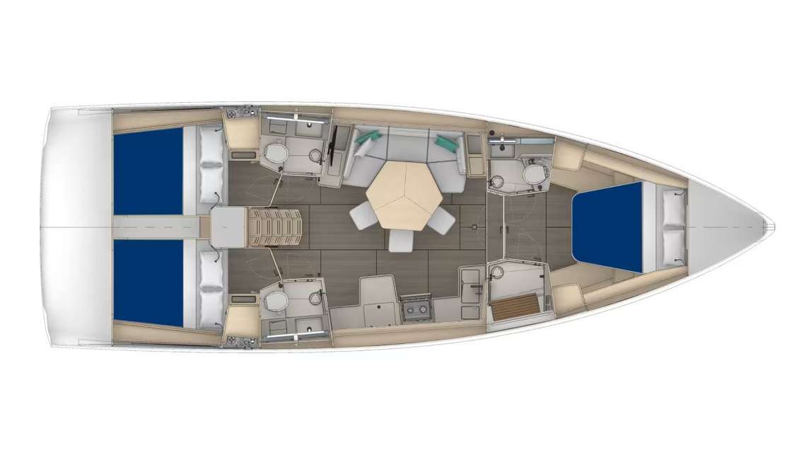 Distribución del barco Dufour 44