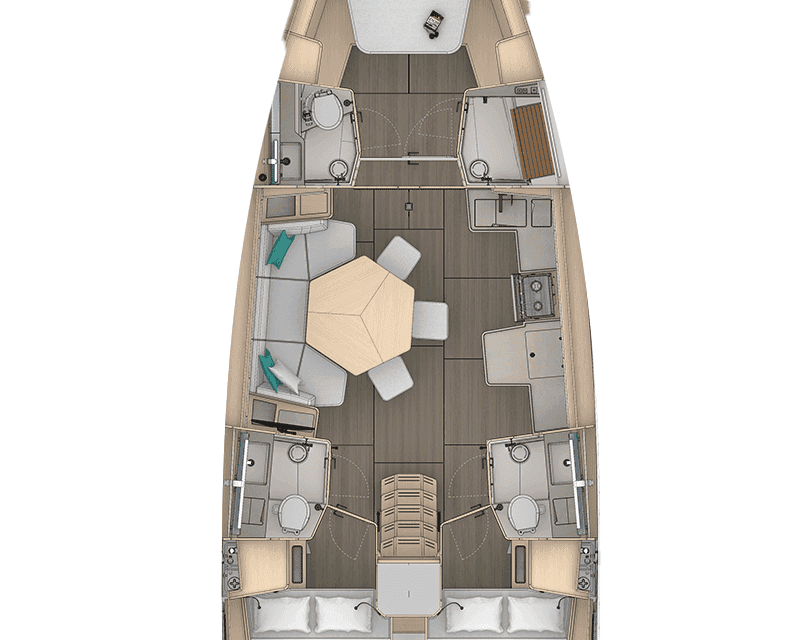Distribución del barco Dufour 44