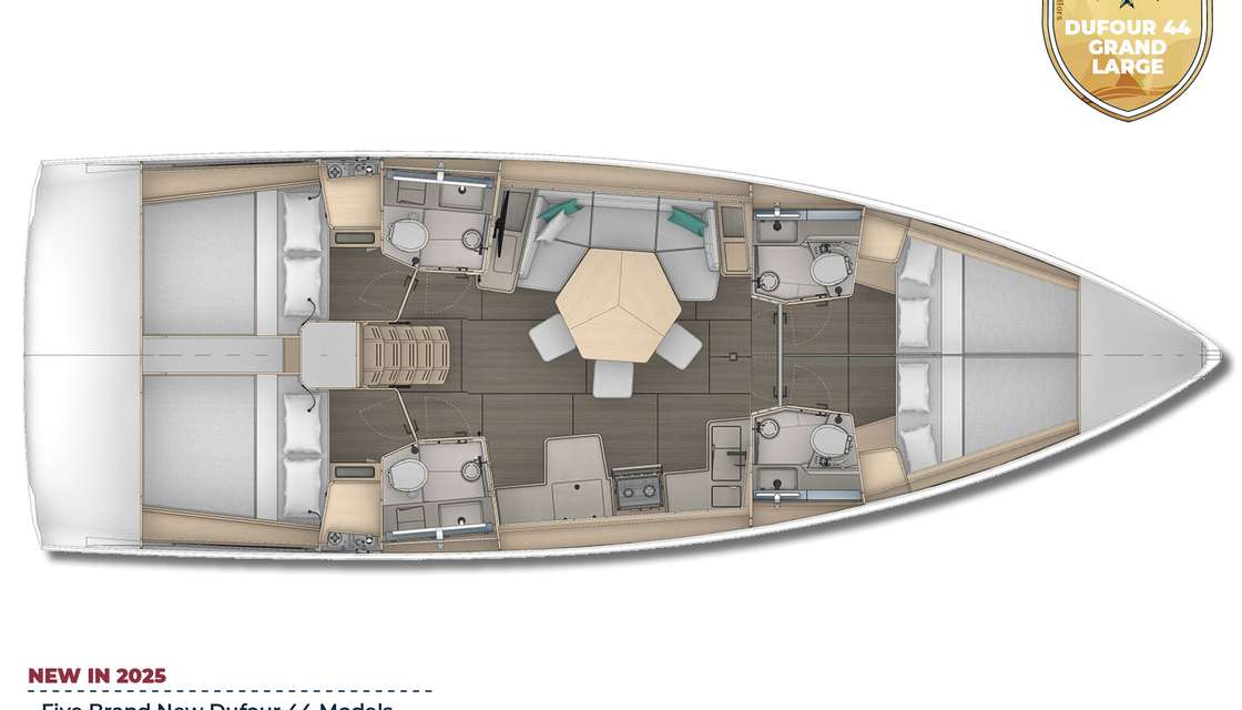 Distribución del barco Dufour 44