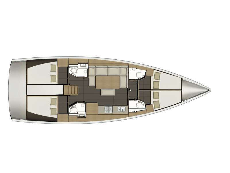 Layout of the boat Dufour 460 Grand Large