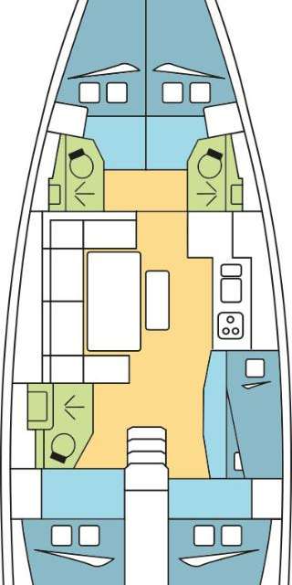 Layout of the boat Dufour 460 Grand Large