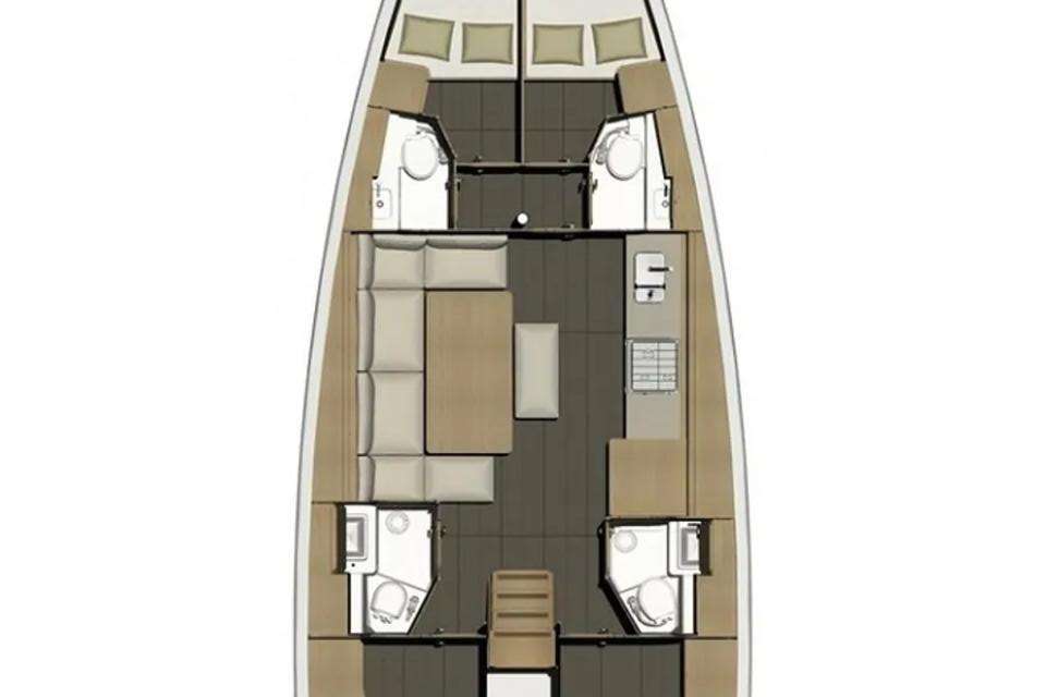 Distribución del barco Dufour 460 Grand Large